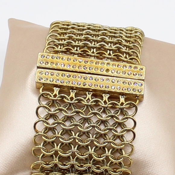 Vintage open weave mesh & rhinestone bracelet - Picture 8 of 10